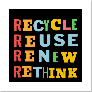 Recycle Reuse Renew Rethink Crisis Environmental Posters and Art